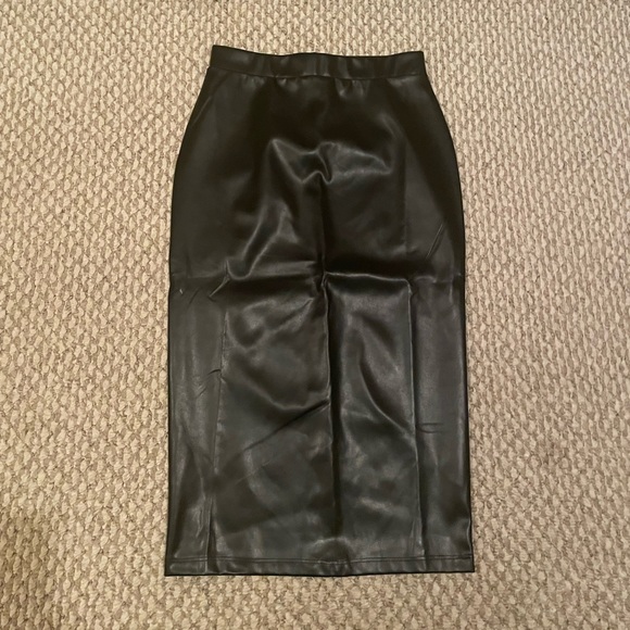 ASOS Dresses & Skirts - Black Faux Leather Pencil Skirt w/ a Slit